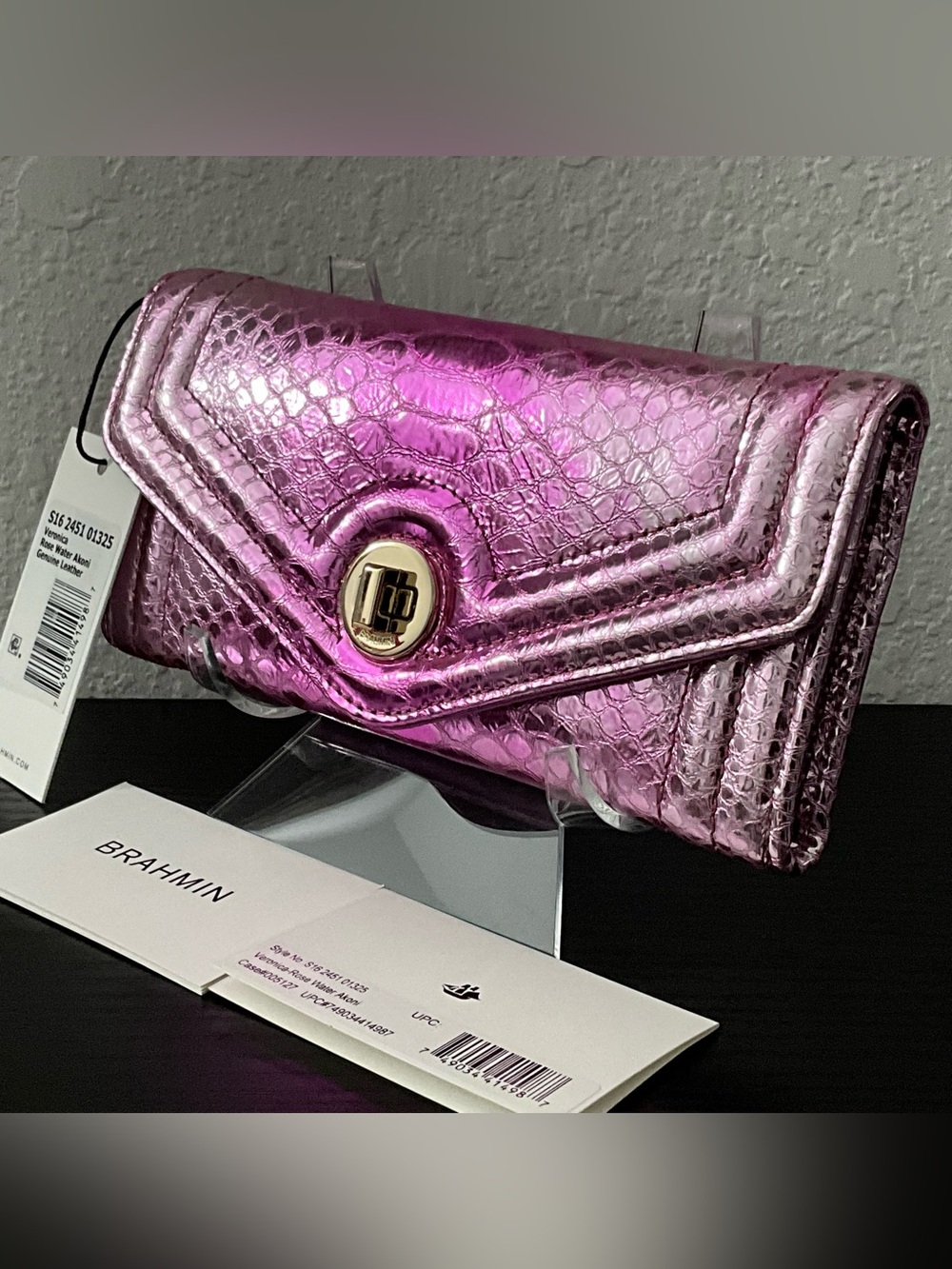 Brahmin Veronica ROSE WATER AKONI Leather Envelope Wallet NWT